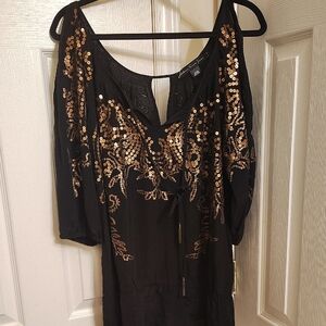 Saint James Black Top with Gold Embellishments
